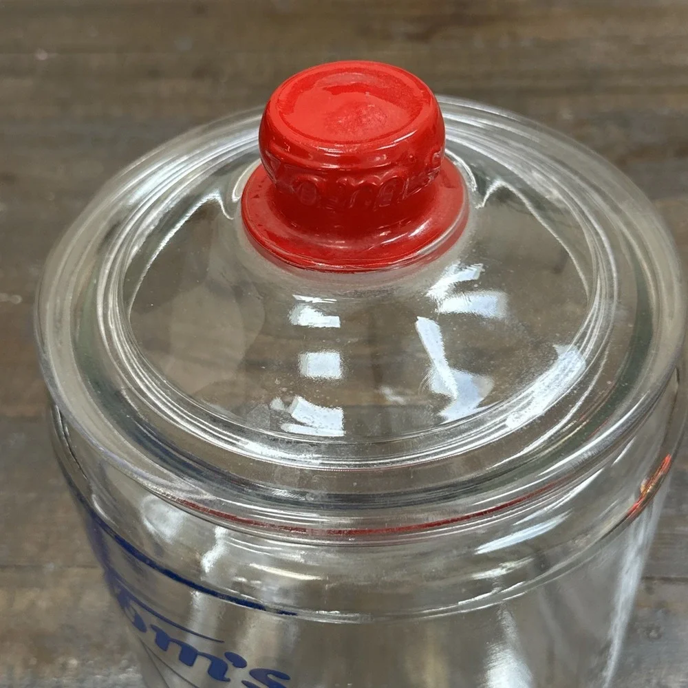 VTG Tom's Toasted Peanuts Advertising Glass Jar Embossed Lid 8
